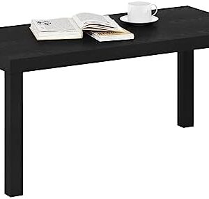 Furinno CLASSIC Coffee Table, Modern Rectangle Coffee Table with 1.8" Triple Thick Tabletop, Side Table, Toolless Assembly, for Living Room, Home Office, Black