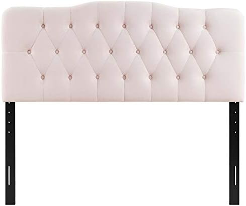 Modway Annabel Diamond Tufted Performance Velvet Queen Headboard in Pink