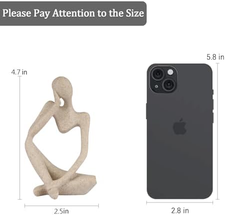 Sandstone Resin Thinker Style Abstract Sculpture Statue Collectible Figurines Home Office Bookshelf Desktop Decor(Small Sandstone,Left)