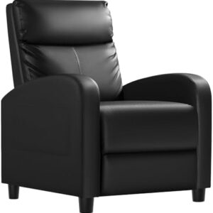 Homall Recliner Chair, Recliner Sofa PU Leather for Adults, Recliners Home Theater Seating with Lumbar Support, Reclining Sofa Chair for Living Room (Black, Leather)