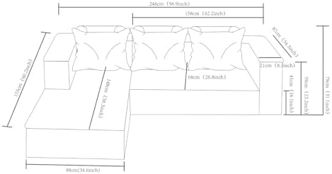 96 Inch Cloud Sectional Couch,Modern Modular Sectional Sofa with Deep Seat,Corduroy Boneless Couches with L-Shape Chaise for Living Room Bedroom,No Assembly Required (Black, Right Facing Chaise)