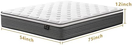 Full Mattress, 12 Inch Full Size Mattresses, 12 Inch Hybrid Pocketed Coil Mattress in a Box with Gel Memory Foam, Medium Firmness, Motion Isolation, CertiPUR-US.