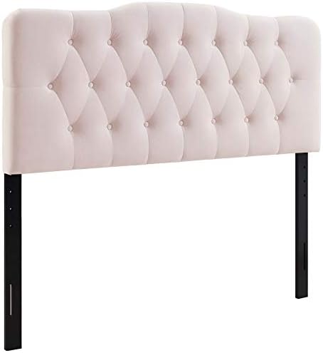 Modway Annabel Diamond Tufted Performance Velvet Queen Headboard in Pink