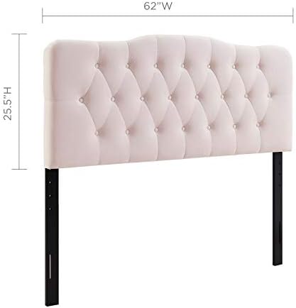 Modway Annabel Diamond Tufted Performance Velvet Queen Headboard in Pink