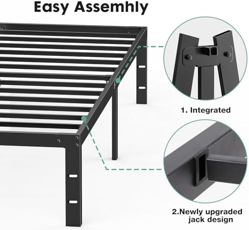 Sweetcrispy Full Bed Frame - 14 Inch Metal Platform Bed Frames for with Storage Space Under Base, Sturdy Steel Slat Support, No Box Spring Needed