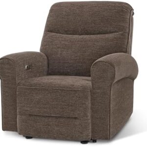 MCombo Power Wall Hugger Recliner Chair for Small Space RV Living Room, USB & USB-C Charging Ports, Modern Rolled Arm Recliner PR630 (Dark Brown, Medium)