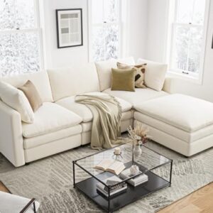 Txtin's Cloud Couches for Living Room L Shaped Sectional Couch with Ottoman Deep Plush 4 Seats Sofa Modern Sofa for Apartment