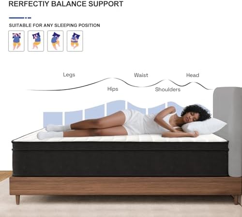 Hotkid,Queen Mattress,10 Inch High Density Foam Hybrid Mattresses in a Box with Individual Pocket Spring,Queen Size mattresses,Breathable Supportive and Pressure Relief,Guest and Kids Bedroom