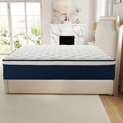 Queen Size Mattress 12 Inch Gel Memory Foam Hybrid 60"x80" Fiberglass-Free CertiPUR-US Pressure Relief Motion Isolation Soft Plush Feel