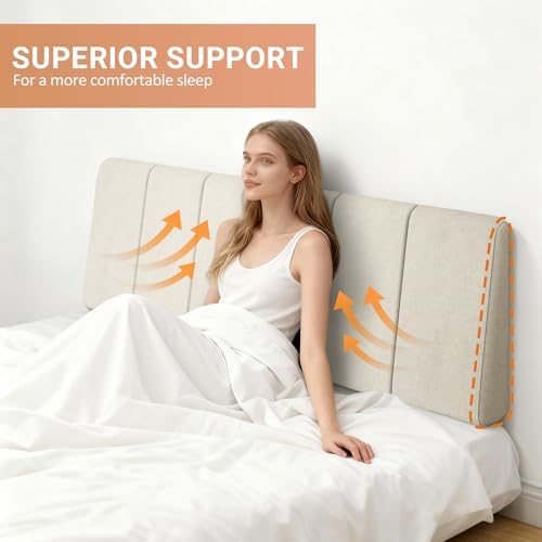 Queen Size Headboard Only-No Assembly, Upholstered Headboard Queen Size Linen Fabric Modern Style Headboards Extra-Thick, Beige