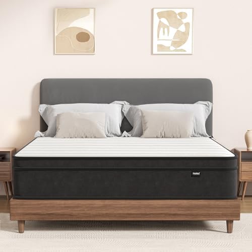 Hotkid,Queen Mattress,10 Inch High Density Foam Hybrid Mattresses in a Box with Individual Pocket Spring,Queen Size mattresses,Breathable Supportive and Pressure Relief,Guest and Kids Bedroom