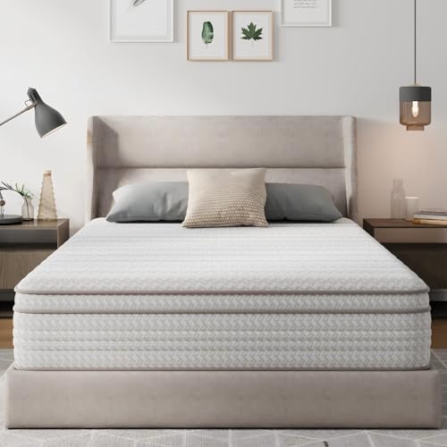 Novilla 12 Inch Queen Size Mattress in a Box, Hypoallergenic & Back Pain Relief, Hybrid Queen Mattresses with Smarts Coils, Fiberglass Free CertiPUR-US Certified Colchones No Box Spring Needed