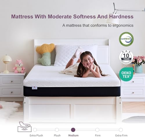 Twin Size Mattress, 6 Inch Gel Memory Foam Mattresses, Medium Firm for Cool Sleeping, Pressure Relief, Easily Replaceable,CertiPUR-US Certified Colchón in a Box