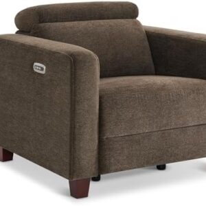 MCombo Zero Wall Recliner Chair, Wall Hugger Power Recliner Chair with Adjustable Headrest, High Wood Leg, USB & Type C Dual Charge Ports, for Living Room, Small Spaces, HL128 (Textile, Coffee)