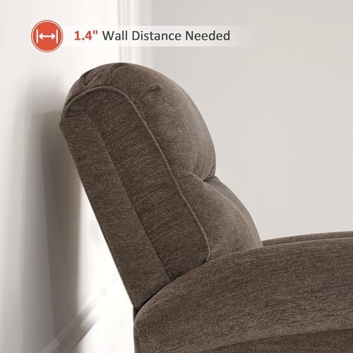 MCombo Power Wall Hugger Recliner Chair for Small Space RV Living Room, USB & USB-C Charging Ports, Modern Rolled Arm Recliner PR630 (Dark Brown, Medium)