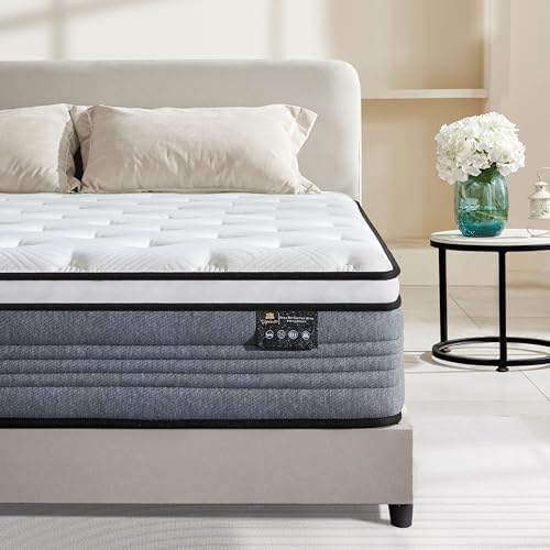 Full Mattress, 12 Inch Full Size Mattresses, 12 Inch Hybrid Pocketed Coil Mattress in a Box with Gel Memory Foam, Medium Firmness, Motion Isolation, CertiPUR-US.