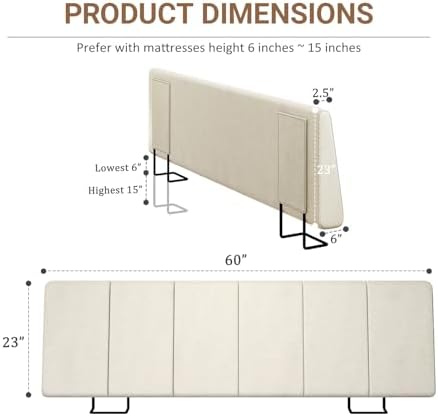 Queen Size Headboard Only-No Assembly, Upholstered Headboard Queen Size Linen Fabric Modern Style Headboards Extra-Thick, Beige