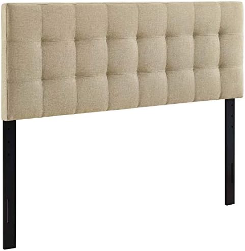 Modway Lily Tufted Linen Fabric Upholstered Queen Headboard in Beige