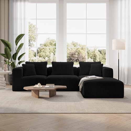 Novilla 106" Modular Sectional Sofa, Modern Cloud Sectional Couch with Smarts Coil® Support, L-Shape Boneless Couch for Living Room Apartments Bedroom, No Assembly Required (3 Seater + 1 Ottoman)