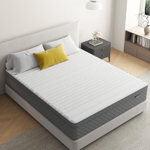 PurrJoys 12 inch Full Mattress, Cooling-Gel Memory Foam and Pocket Spring Full Hybrid Mattress, Medium Firm Feel, Mattresses in a Box, CertiPUR-US Certified