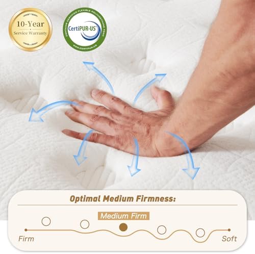 Queen Size Mattress 12 Inch, Hybrid Memory Foam Mattress with Zoned Pocket Coils Support and Motion Isolation Design, Strengthen Edge Support,CertiPUR-US Certified, Medium Firm in a Box