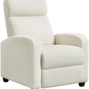 Yaheetech Corduroy Recliner Chair Single Sofa Home Theater Seating Adjustable Modern Reclining Chair for Living Room Bedroom Home Theater Beige