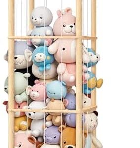 Stuffed Animal Storage & Organizer, Wooden Cute Zoo Toy Holder for Toddler Rooms, Playrooms & Bedrooms