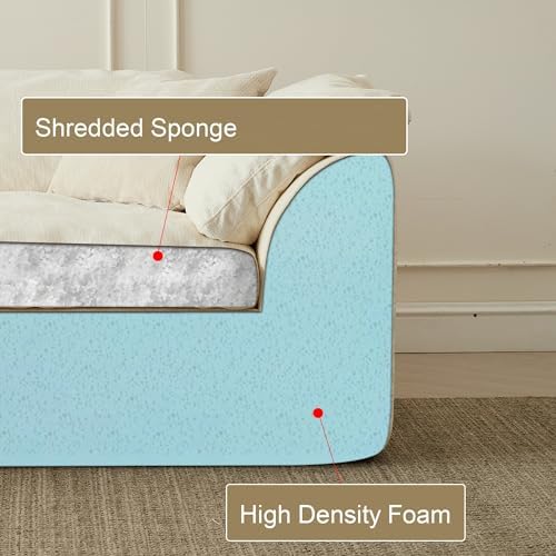 109" Modern Cloud Couches for Living Room, Deep Seat Convertible L-Shape Boneless Couch with Ottoman, Oversized Comfy 3-Seater Couch Chenille Fabric Compressed Sofa Modular Sectional Sofa,Creamy White