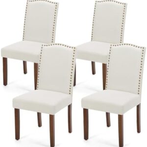 DUMOS Dining Chairs Set of 2, Moden Kitchen Table Chairs with Wooden Legs and Padded Seat for Dining Room Kitchen Living Room Restaurant, Beige
