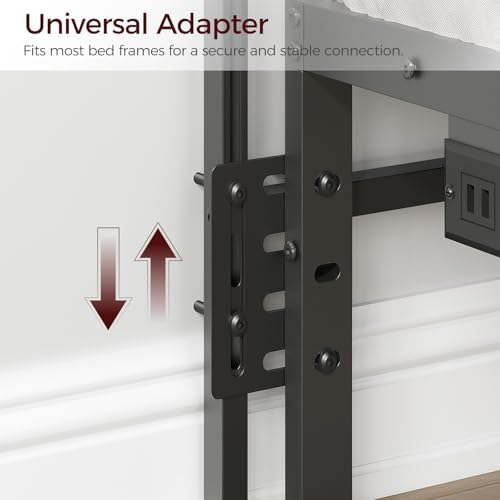 Queen Size Headboard Only, Industrial Farmhouse Metal Bed Headboard with Wooden Board and Bed Frame Adjustable Adapters for Bedroom, Black and Rustic Brown