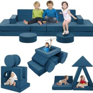 22Pcs Modular Kids Play Couch - Kids Couch for Playroom Bedroom Living Rooms Toddler Sofa for Inspiring Child Creativity，Children Convertible Foam Sofa