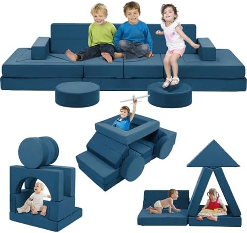 22Pcs Modular Kids Play Couch - Kids Couch for Playroom Bedroom Living Rooms Toddler Sofa for Inspiring Child Creativity,Children Convertible Foam Sofa