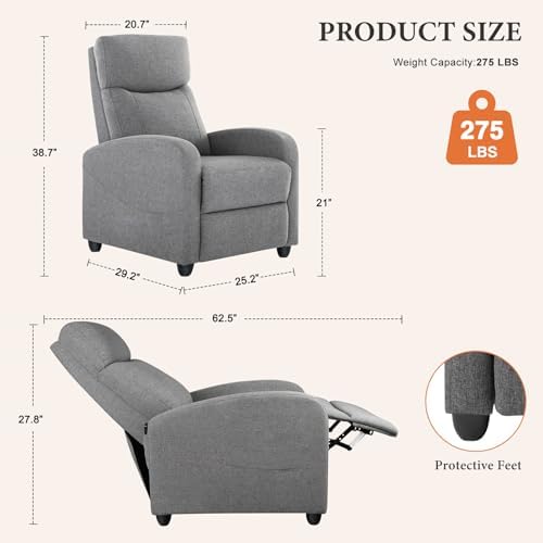 Sweetcrispy Massage Recliner Chair for Adults, Adjustable Home Theater Seating with Lumbar Support, Small Recliners for Small Spaces, Dark Grey