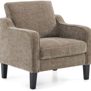 VINGLI Accent Chair for Living Room Chairs Light Brown Reading Chair for Bedroom Scooped Arm Chair Mid Century Modern Accent Chairs Upholstered Comfy Chair for Apartment, Waiting Room