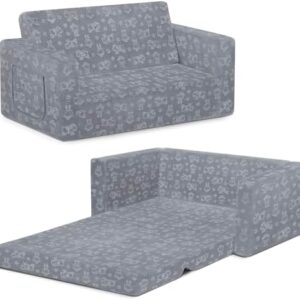 Serta Perfect Sleeper Extra Wide Convertible Sofa to Lounger - Comfy 2-in-1 Flip Open Couch/Sleeper for Kids, Grey