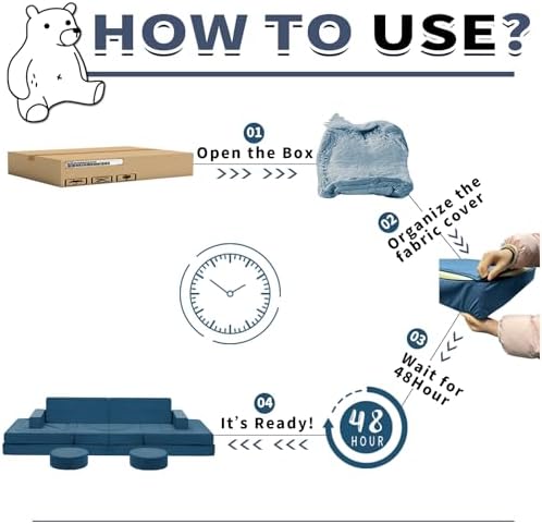 22Pcs Modular Kids Play Couch - Kids Couch for Playroom Bedroom Living Rooms Toddler Sofa for Inspiring Child Creativity,Children Convertible Foam Sofa