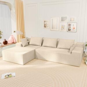 LEVELEVE 107" Cloud Sectional Couch with Deep Seat，Modern Modular Sofa with L-Shape Chaise，No Assembly Required, Upholstered Couches for Living Room Bedroom(Beige,Left Facing Chaise)