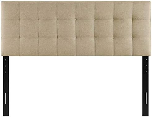 Modway Lily Tufted Linen Fabric Upholstered Queen Headboard in Beige