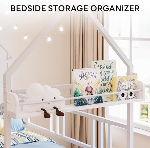 LIKIMIO Daybed with Trundle, House Bunk Twin Bed Frame with Storage,Day Sofa Bed for Living Room, Bedroom and Guest Room,White