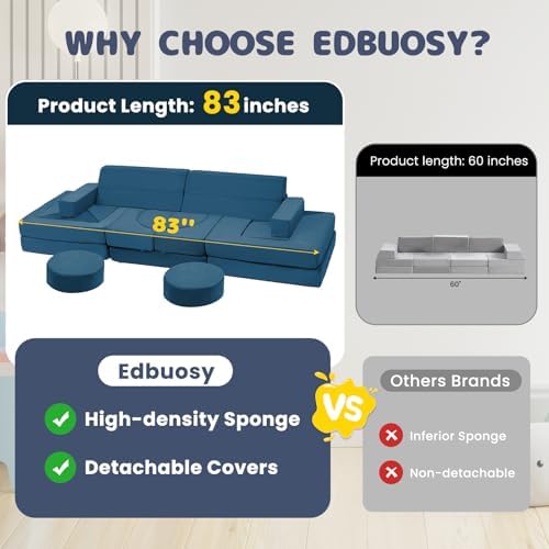 22Pcs Modular Kids Play Couch - Kids Couch for Playroom Bedroom Living Rooms Toddler Sofa for Inspiring Child Creativity,Children Convertible Foam Sofa