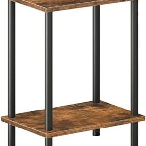 HOOBRO End Table, Small Side Table, Nightstand with 2-Layer Storage Shelves, Sofa Table for Small Spaces, Living Room, Bedroom, Stable Frame, Easy Assembly, Rustic Brown BF09BZ01