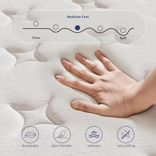 Full Size Mattress, 12 Inch Full Mattress in a Box, Individually Wrapped Pocket Coils for Isolate Motion,Pressure Relief, CertiPUR-US Certified, Support Comfort & Medium Firm