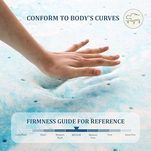 EGO Topper 3 Inch Queen Memory Foam Mattress Topper, Gel Foam Mattress Topper for Pressure Relief, Ventilated Design Bed Topper in a Box, CertiPUR-US Certified, 60"×80", Medium