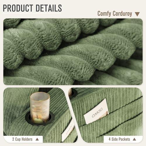 Homall Couches for Living Room, 83" Couch with Soft Deep Seats, Modern Sofa 3 Seater in Corduroy for Apartment, Bedroom (Olive Green)