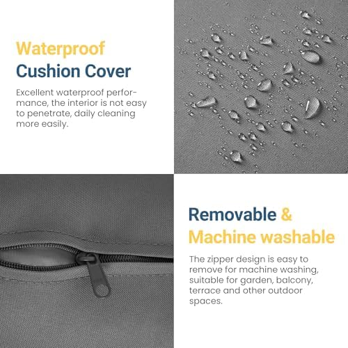 Wisteria Lane Small Patio Furniture Set, All-Weather PE Rattan Outdoor Sectional Sofa with Storage Table, L Shape Outdoor Couch with Cushions, 3 Piece Wicker Patio Furniture for Balcony, Grey