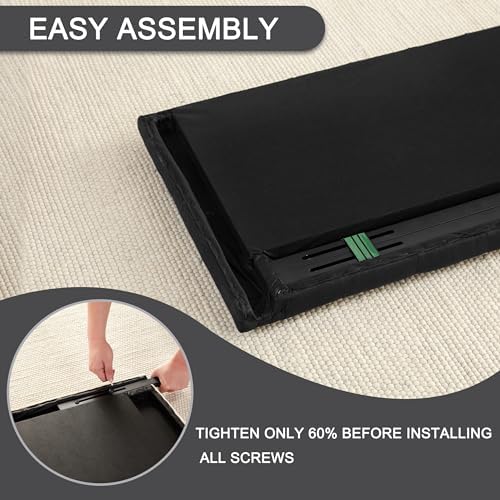 Tufted Upholstered Headboard Queen Size, Solid Wood Head Board with Durable Metal Legs, Adjustable Height Bed headboard from 37” to 51” Fabric Headboard in Modern Button Design (Black)