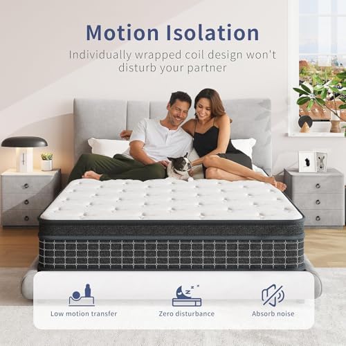 Full Size Mattress, 12 Inch Full Mattress in a Box, Individually Wrapped Pocket Coils for Isolate Motion,Pressure Relief, CertiPUR-US Certified, Support Comfort & Medium Firm