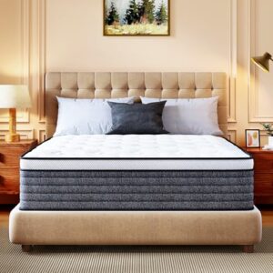CH Charme House Queen Mattress, 14 Inch Hybrid Queen Size, Medium Feel Foam and Individual Pocket Springs, Fiberglass Free Bed Mattress, Extra Edge Support, Pressure Relief, CertiPUR-US