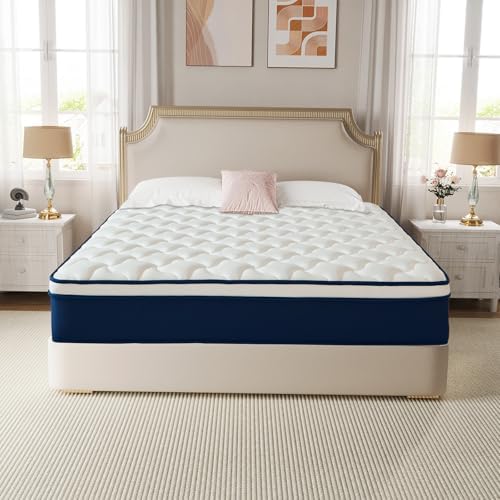 Queen Size Mattress 12 Inch Gel Memory Foam Hybrid 60"x80" Fiberglass-Free CertiPUR-US Pressure Relief Motion Isolation Soft Plush Feel