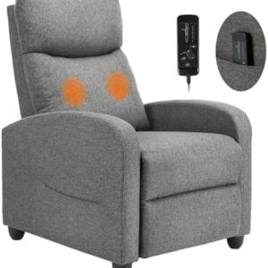 Sweetcrispy Massage Recliner Chair for Adults, Adjustable Home Theater Seating with Lumbar Support, Small Recliners for Small Spaces, Dark Grey